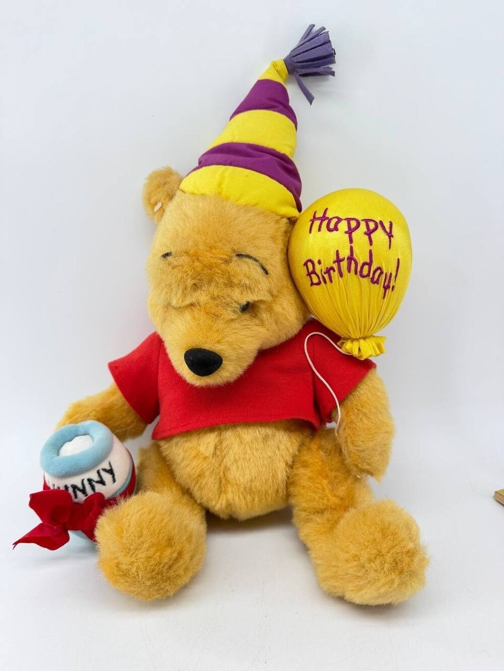 Disney Store Exclusive Winnie the Pooh Happy Birthday Balloon Honey Pot Plush